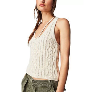 Free People Beige Cable Knit Tank Top S